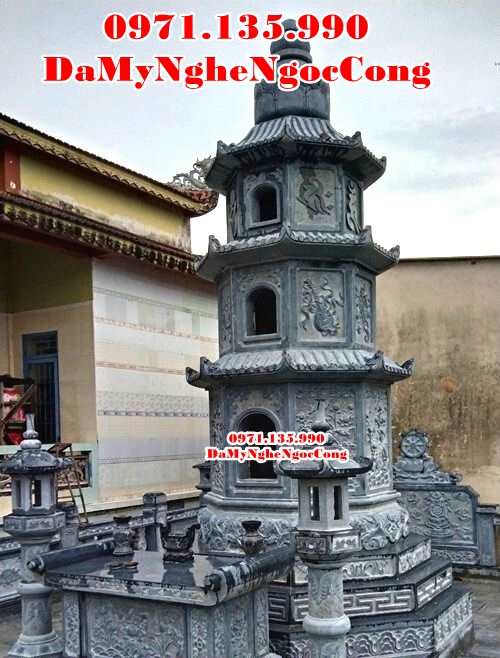 68- Mẫu mộ tháp đá đơn giản đẹp bán tại Sóc Trăng- mộ tháp sư phật giáo để thờ đựng giữ hũ tro cốt